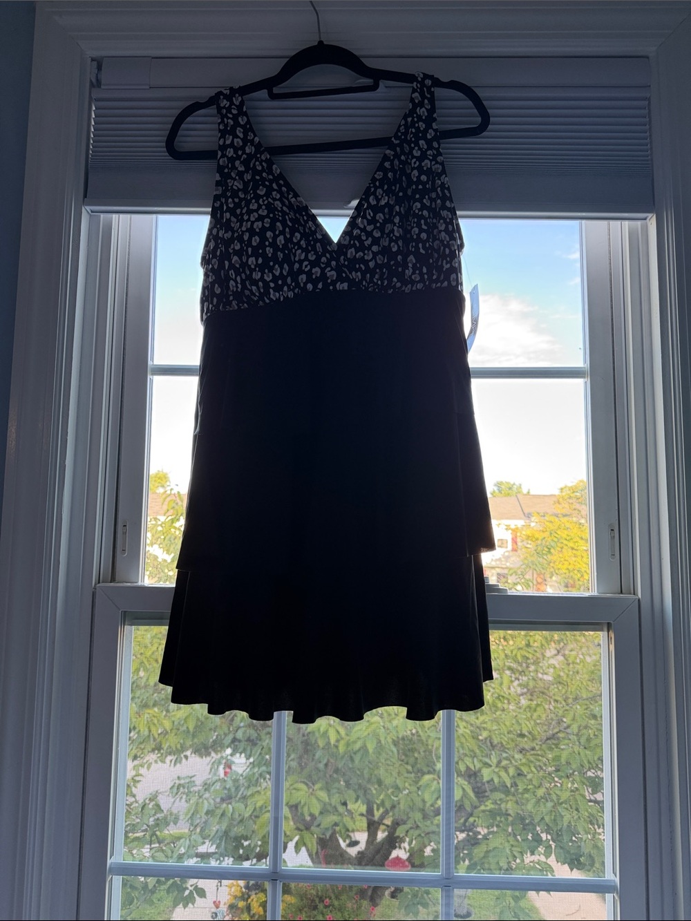 Classic Black One-Piece Swimdress with Built-In Brief